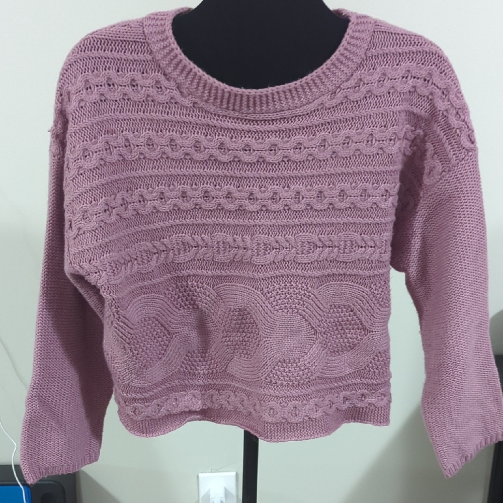 Pink Lily Cozy Plum Crew Neck Sweater